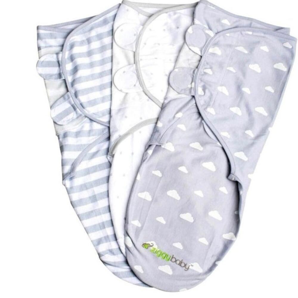 Ziggy Baby Swaddle Blanket Adjustable Velcro 0-3 Months Newborn to Infant 3 pk